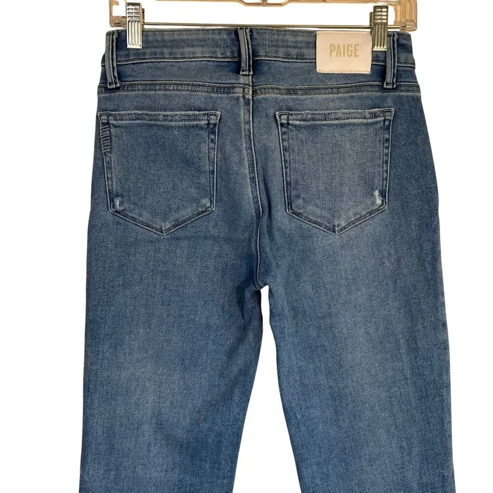 Paige Sz 27 Laurel Canyon Jeans in Nostalgia Wash Bootcut Distressed Light Wash